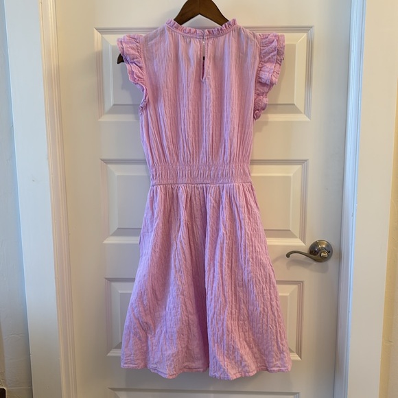 J.Crew Women's Purple Pink Flutter Sleeve Fit & Flare Gauze Cotton Dress Medium - Picture 4 of 12